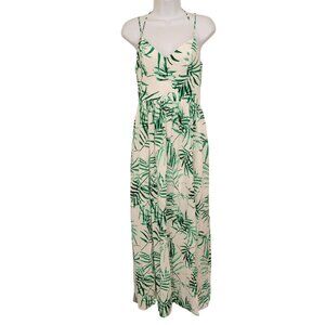 Amanda Uprichard S Silk Green Palm Leaf Print RIO Maxi Halter Dress